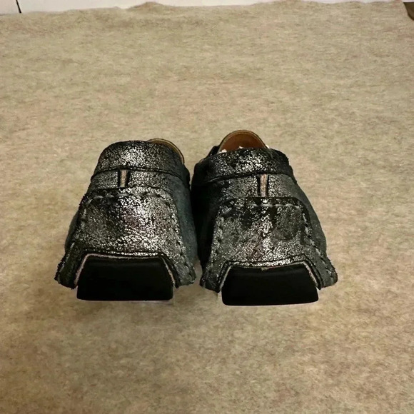Boemos Italy Silver Metallic Suede Leather Loafer Flats Slip On Womens size 10 - Picture 7 of 15